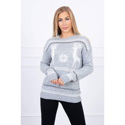 Vianočný sveter so sobmi sivá SN_20816