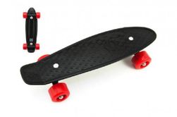 Gördeszka - pennyboard 43cm, teherbírás 60kg műanyag tengely, fekete, piros kerekek RM_00840001