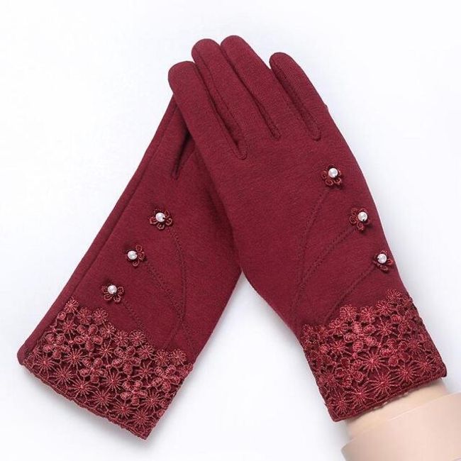 Дамски ръкавици с цветя 1