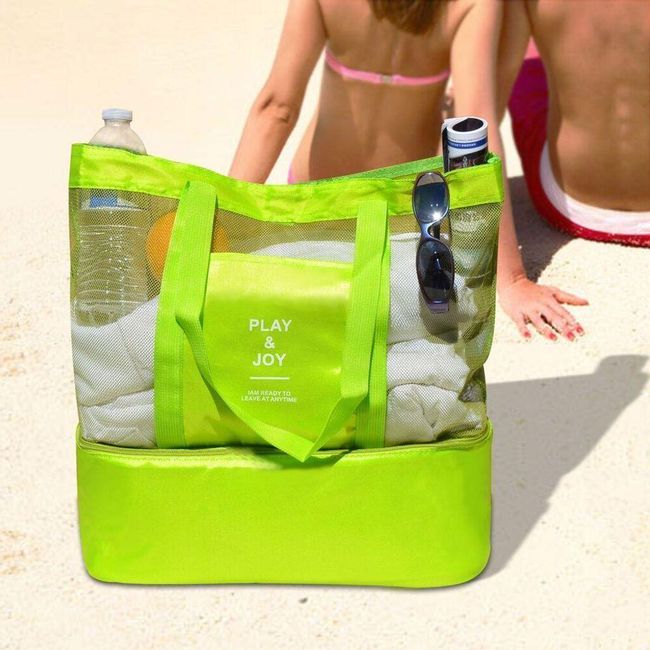 Плажна чанта с термо отделение - зелена PD_1536794 1