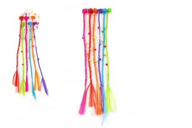 Spinki do włosów 6szt plastikowe z kolorowymi warkoczami 30cm 2 gatunki w woreczku RM_00850330 1