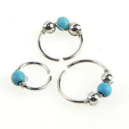 Piercing nosa s plavim perlom (3 komada) - 3 boje
