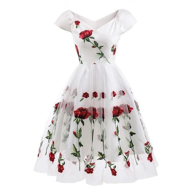 Elegantna obleka z vrtnicami 1