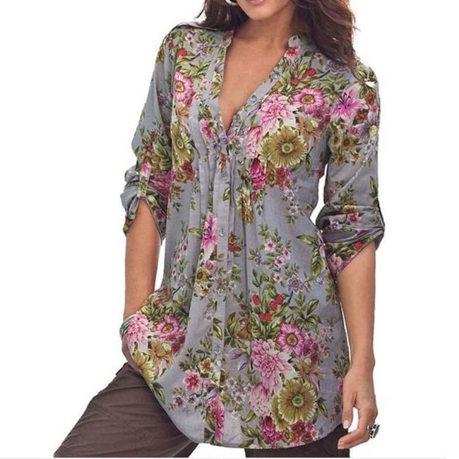 Ženska bluza s cvetličnim vzorcem 1