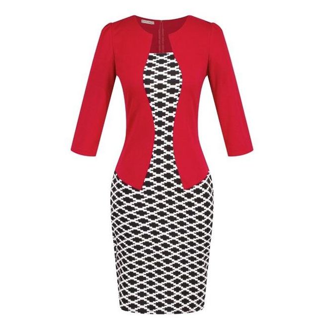 Módní šaty dvojdílného vzhledu v mnoha velikostech a barvách - plaid Červené - velikost č. 3 1