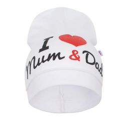 Детска шапка I Love Mum and Dad - бяла/3-9 m SR_DS54503804