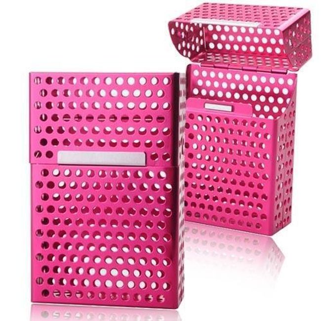 Metalowe pudełko na papierosy w kolorze różowym 1