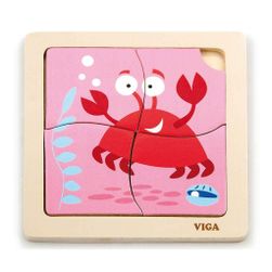Puzzle din lemn pentru copii 4 piese Crab Crab RW_48570