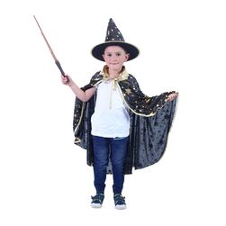 Детско наметало черно с шапка на вещица / Хелоуин RZ_189768