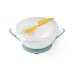 Zdjela za bebe s vakuumskom čašicom i žlicom od bijele mente RW_47915