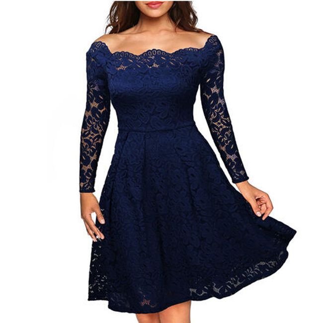 Вечерна дантелена рокля - синя1-размер 5 1