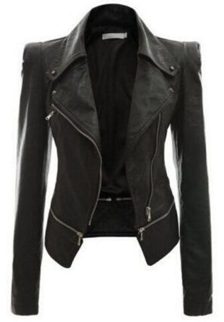 Stylová kožená bunda pro ženy - Černá-velikost č. 5 1