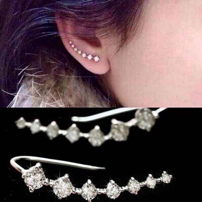 Modern earrings with rhinestones in silver AT_SKU203055 1