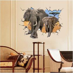 3D  naklejka na ścianę z słoniami