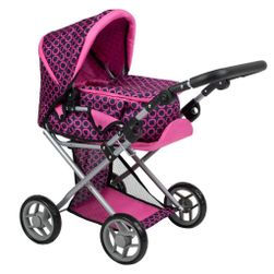 Многофункционална детска количка за кукли Elsa  - розово-черна RW_33103