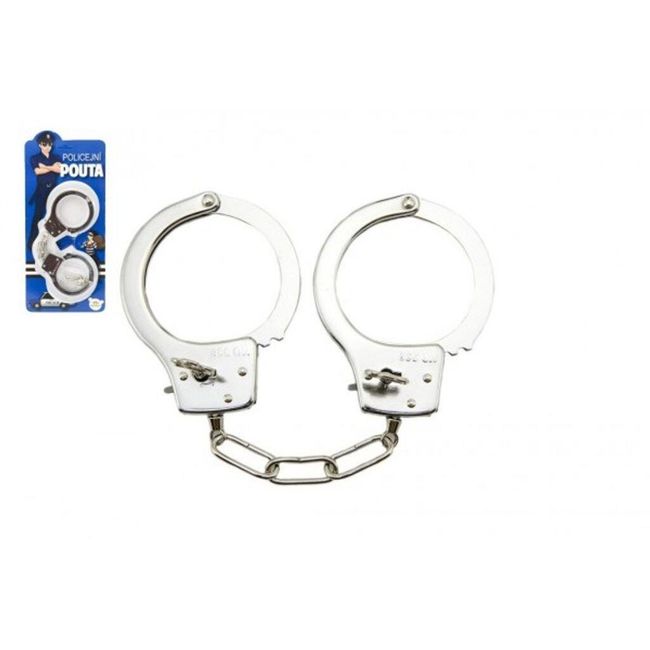 Полицейски метални белезници с ключ - 17 см PD_1336543 1