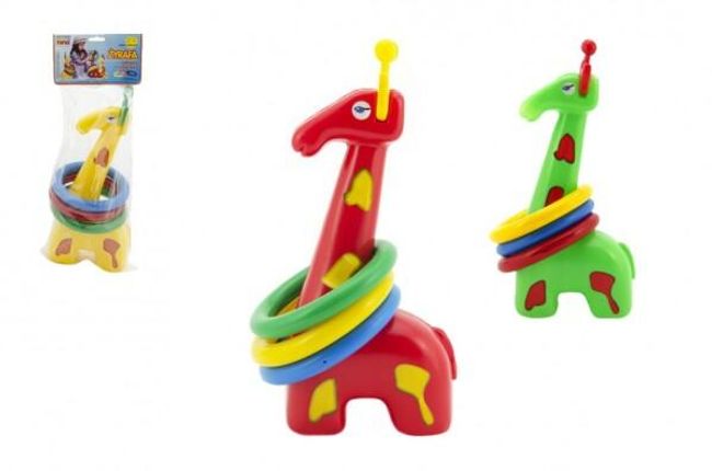Žirafa pyramída hádzací krúžky plast 33cm 3 farby v sáčku 18m + RM_56220006 1