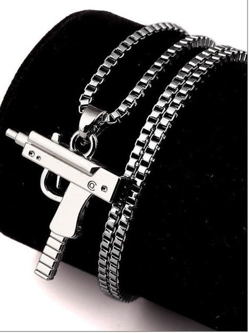 Ogrlica z obeskom v obliki pištole - 2 barvi 1