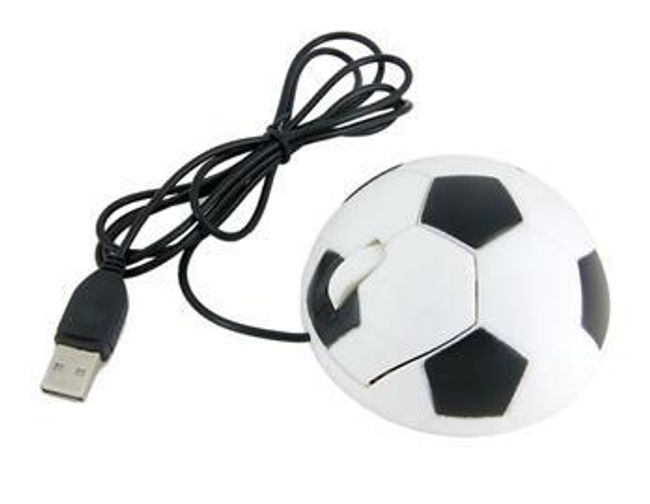 Optická myš ve tvaru fotbalového míče - černobílá 1