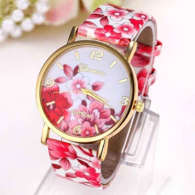 Damski kolorowy zegarek z motywem kwiatów - wiele kolorów 1