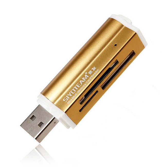 Uniwersalny USB czytnik kart pamięciowych - 4 kolory - złoty 1