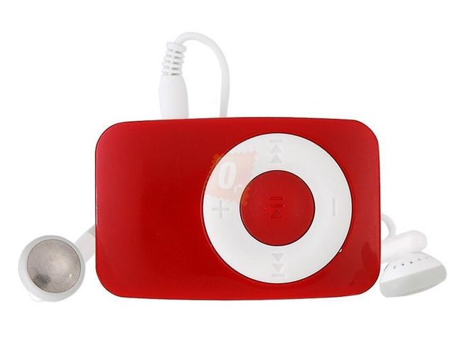 Mini MP3 přehrávač s klipem na microSD kartu - červený 1