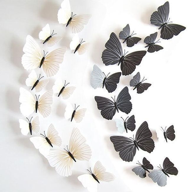 Czarne i białe motyle dekoracyjne - 24 sztuk 1