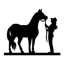 Konj i devojka sa šeširom - nalepnica za automobil