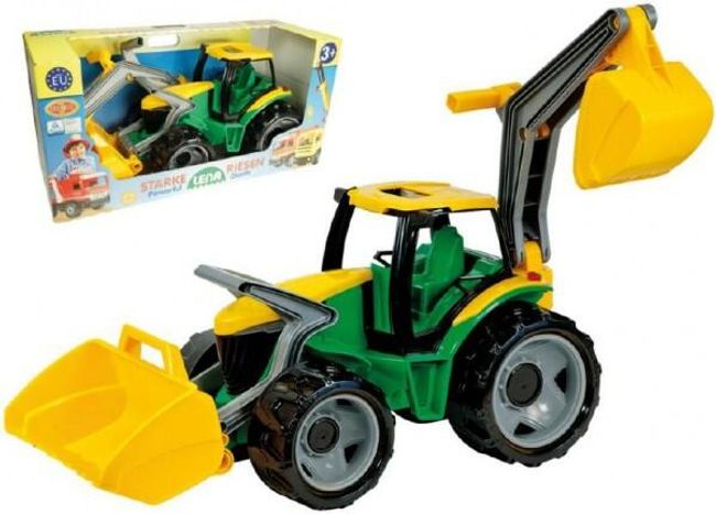Traktor s lyžicou a bagrom plast zeleno-žltý 65cm v krabici od 3 rokov RM_43002080 1