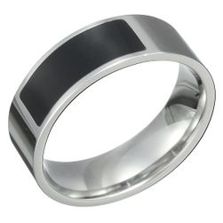 NFC chytrý prsten - stříbrná/černá barva