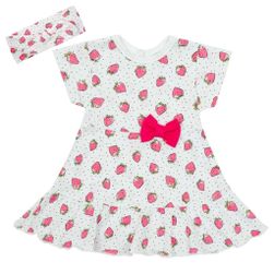 Bawełniana sukienka niemowlęca z opaską ,truskawka RW_saty-strawbery-nbgaja