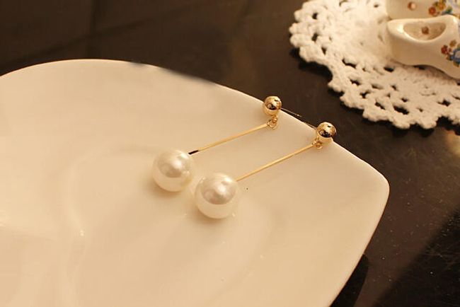 Damskie długie kolczyki z białą perłą 1