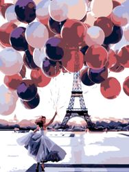 Pictura prin numere-femeie cu multe baloane la Turnul Eiffel OJ_Z-3-30X40-PRV