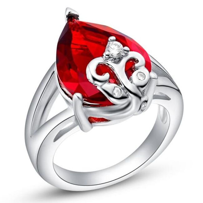 Дамски пръстен с червен камък - 4 размера 1