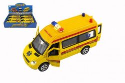 Auto ambulance kov/plast 15cm na baterie se světlem se zvukem na zpětné natažení RM_00311212