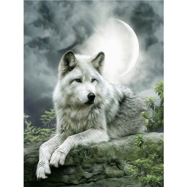 DIY obraz z kamínků Wolfie 1
