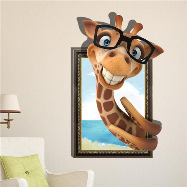 Autocolant de perete 3D - Girafă 1