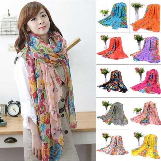 Květovaný šátek - 2 velikosti, široký výběr barev 1