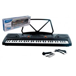 Duże plastikowe pianino 61 klawiszy 63x20cm z mikrofonem i akumulatorem USB Li - ion w pudełku 66x22cm PD_1628890