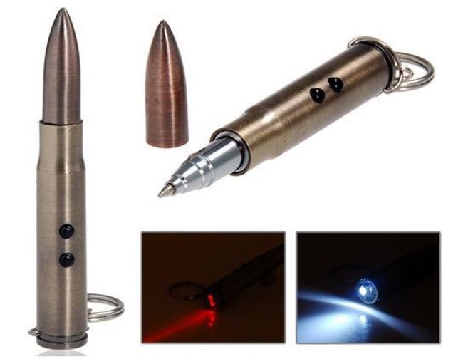 Kuličkové pero ve tvaru náboje s LED svítilnou a laserovým ukazovátkem 1