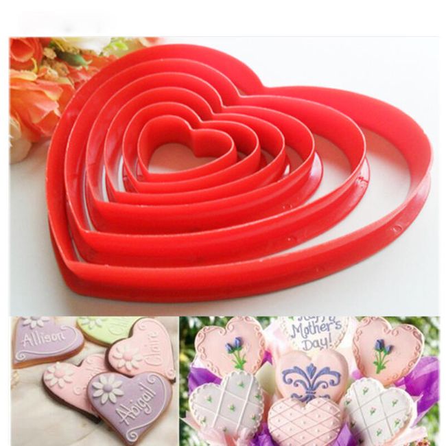 Формички за бисквитки с форма на сърце - 6 размера в опаковка 1