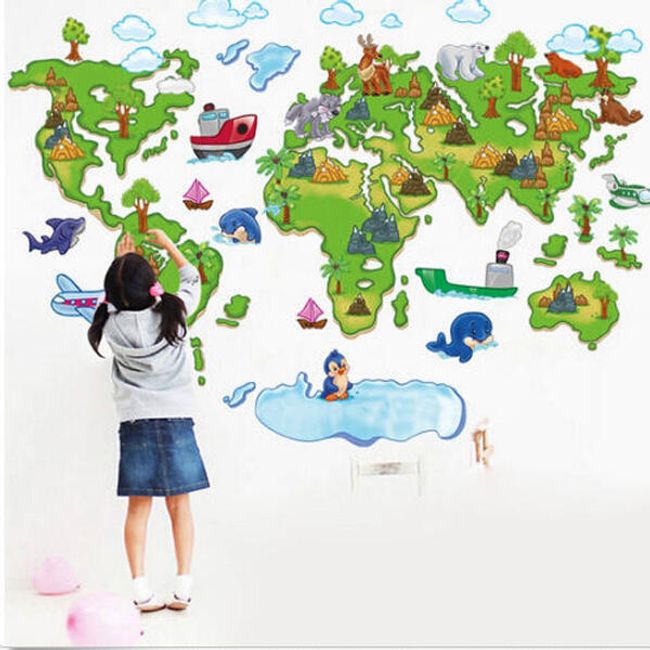 Autocolant pentru copii - harta lumii 1