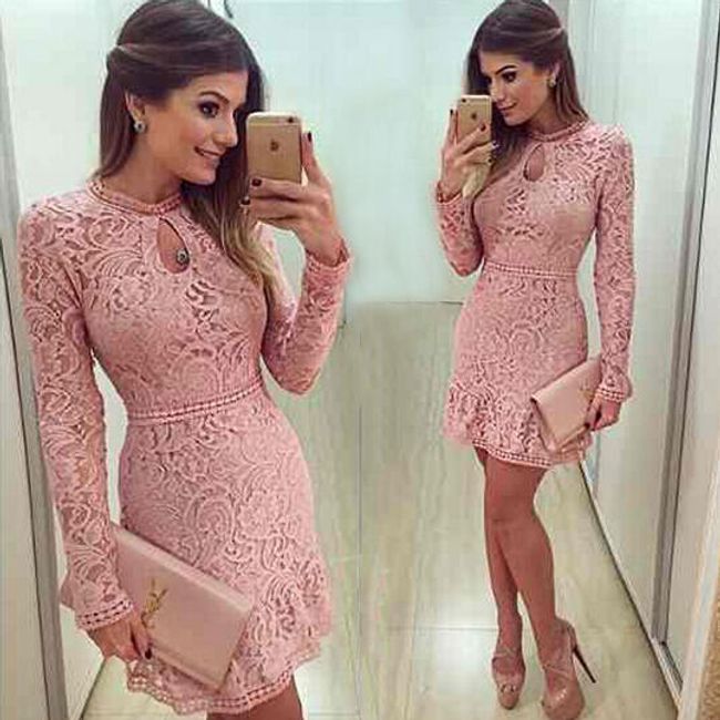 Ružičasta haljina sa čipkom 1