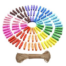 Dekorativní mini kolíčky v duhových barvách - 100 kusů