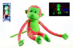Opica svietiace v tme plyš 45x14cm ružová / zelená v krabici RM_00515007