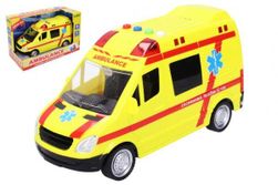 Ambulanța auto salvatorii plastic 21cm baterie cu lumină și sunet într-o cutie 25x17x12cm RM_49111097