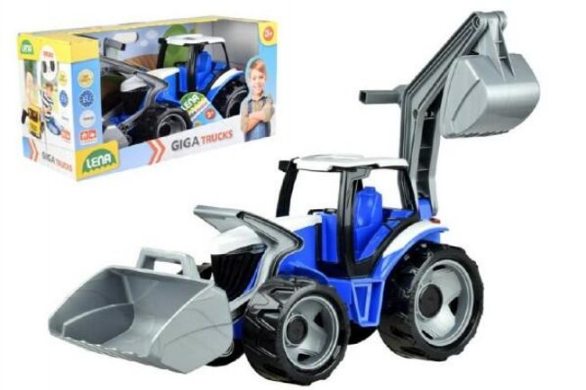 Traktor s lyžicou a bagrom plast modro-šedý 65cm v krabici od 3 rokov RM_43002081 1