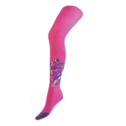 Bombažne hlačne nogavice z vijoličastimi cvetovi RW_24121
