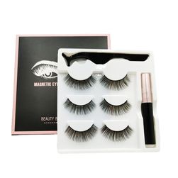 Magnetic eyelashes with tweezers and eyeliner KI52