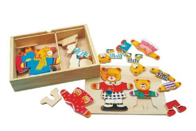 Puzzle Šatník medvede drevo farebný v krabici 19x14x4cm RM_82088023 1